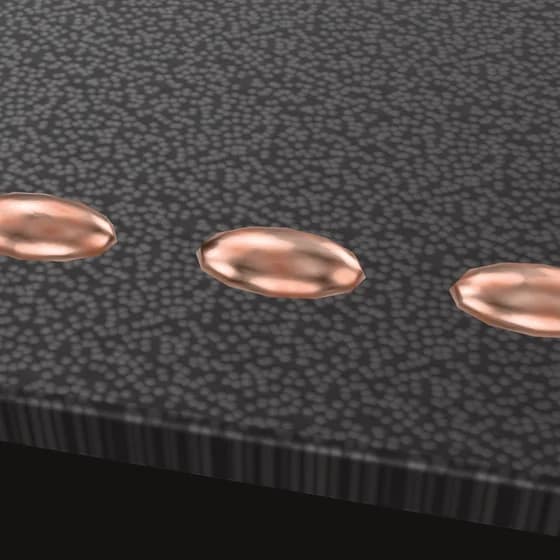 Two thread-wrapped studs raked in studio light