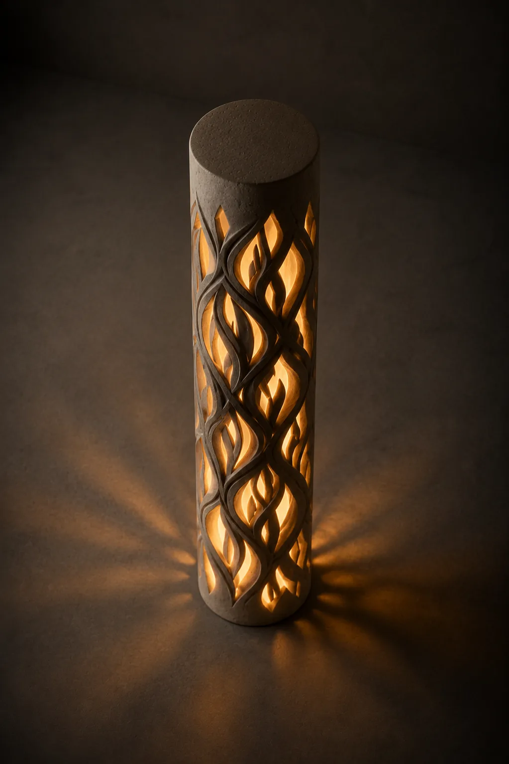 The Carved Lamp, a column of stone cut through so the light can leave