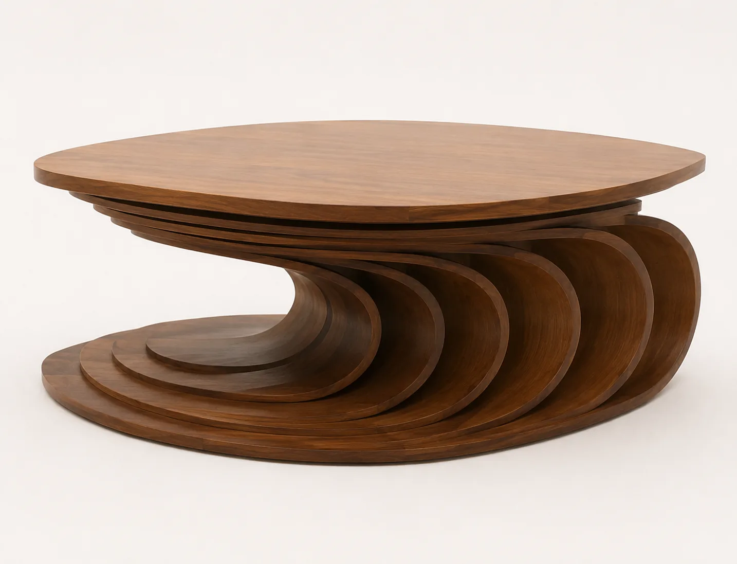 Layered Crescent Table in Walnut — view 2