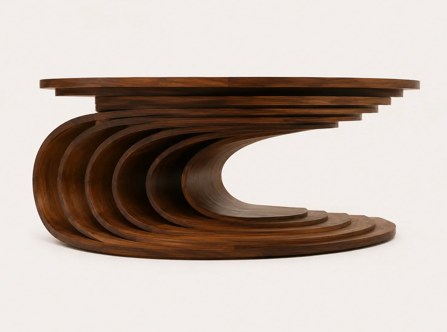 Layered Crescent Table in Walnut — view 3