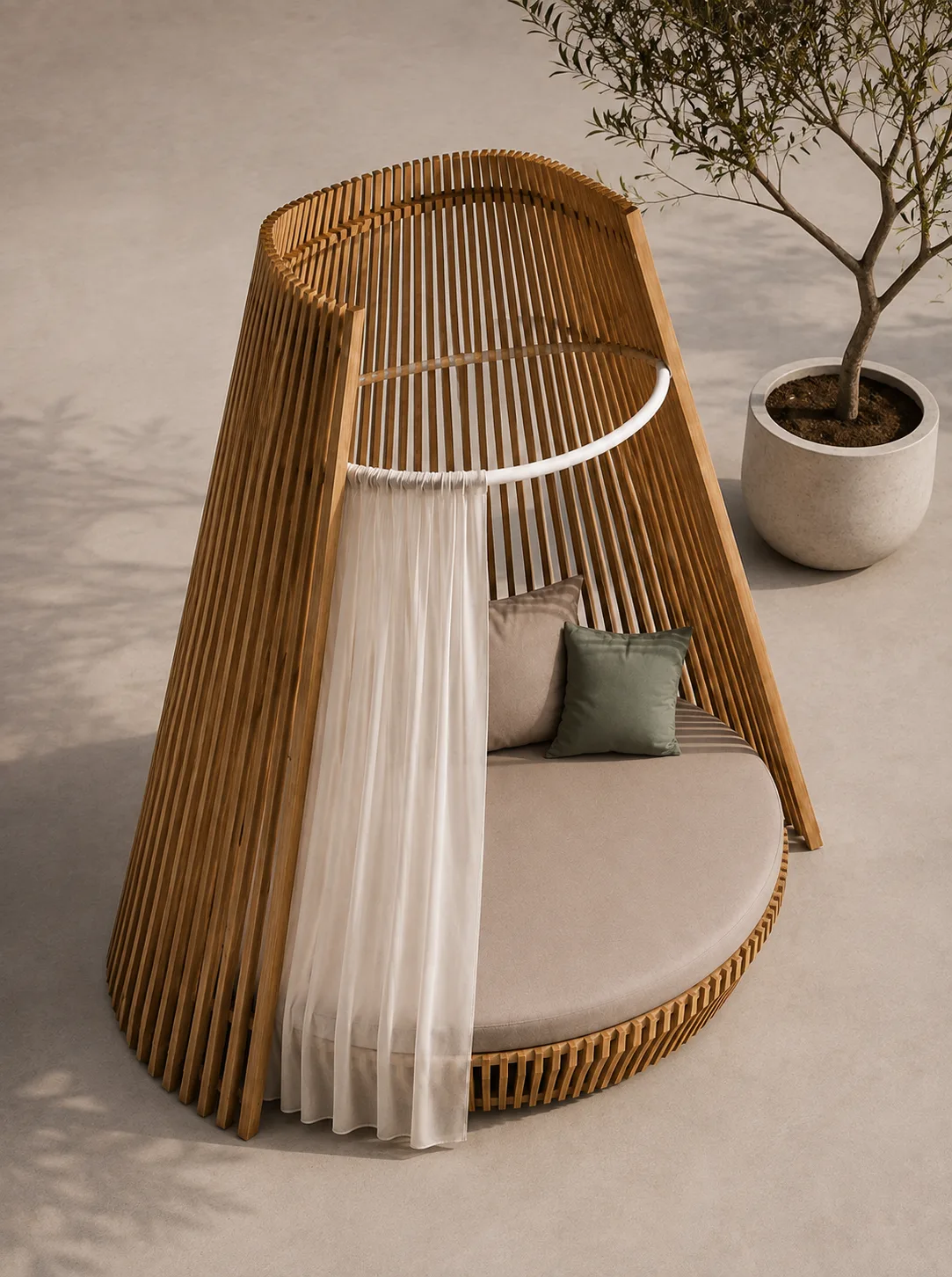 Veil Canopy Daybed in Natural Oak — view 5