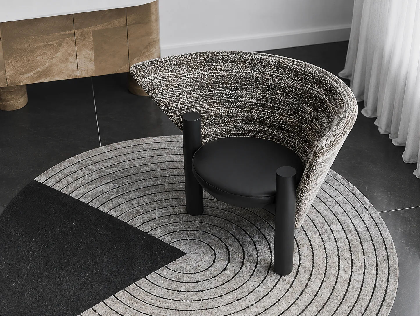 Martini Chair — Speckled bouclé, black legs