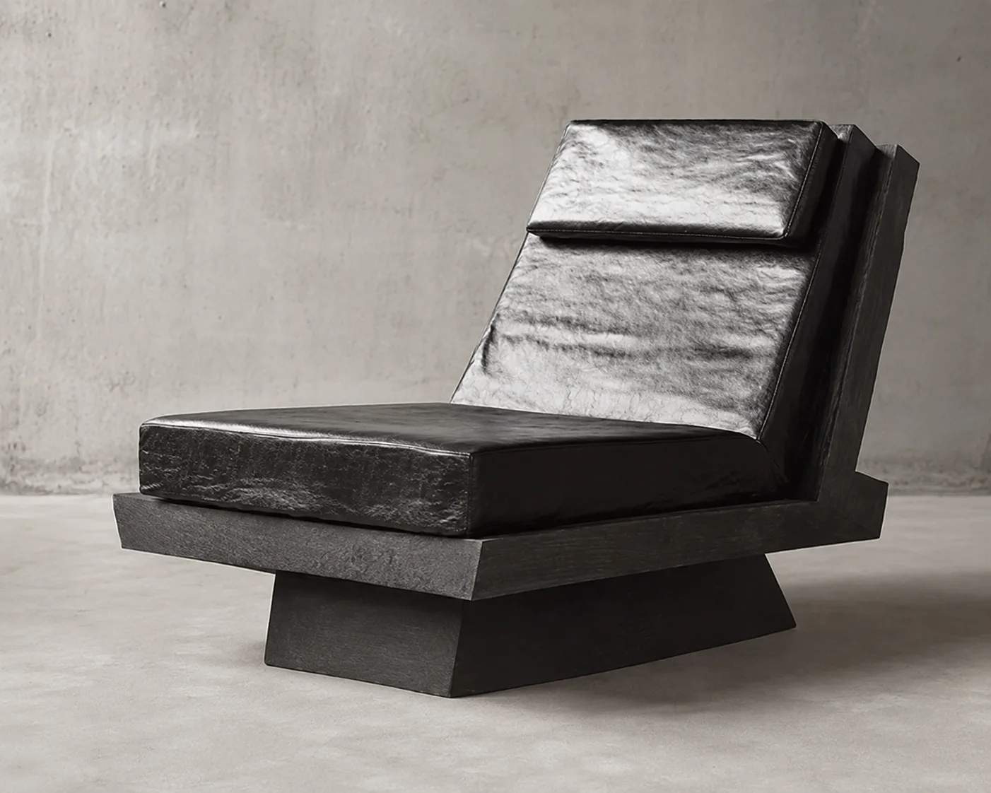 Nova Lounge Chair — Black leather, plinth base