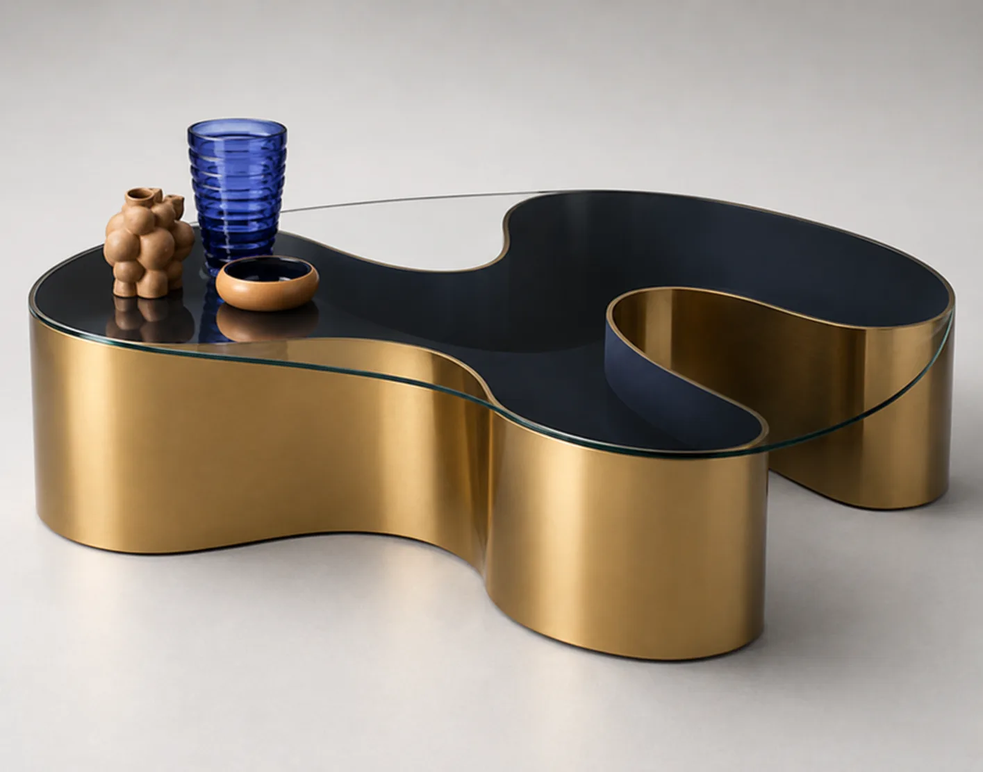 Palette Coffee Table — Brushed brass, smoked glass top