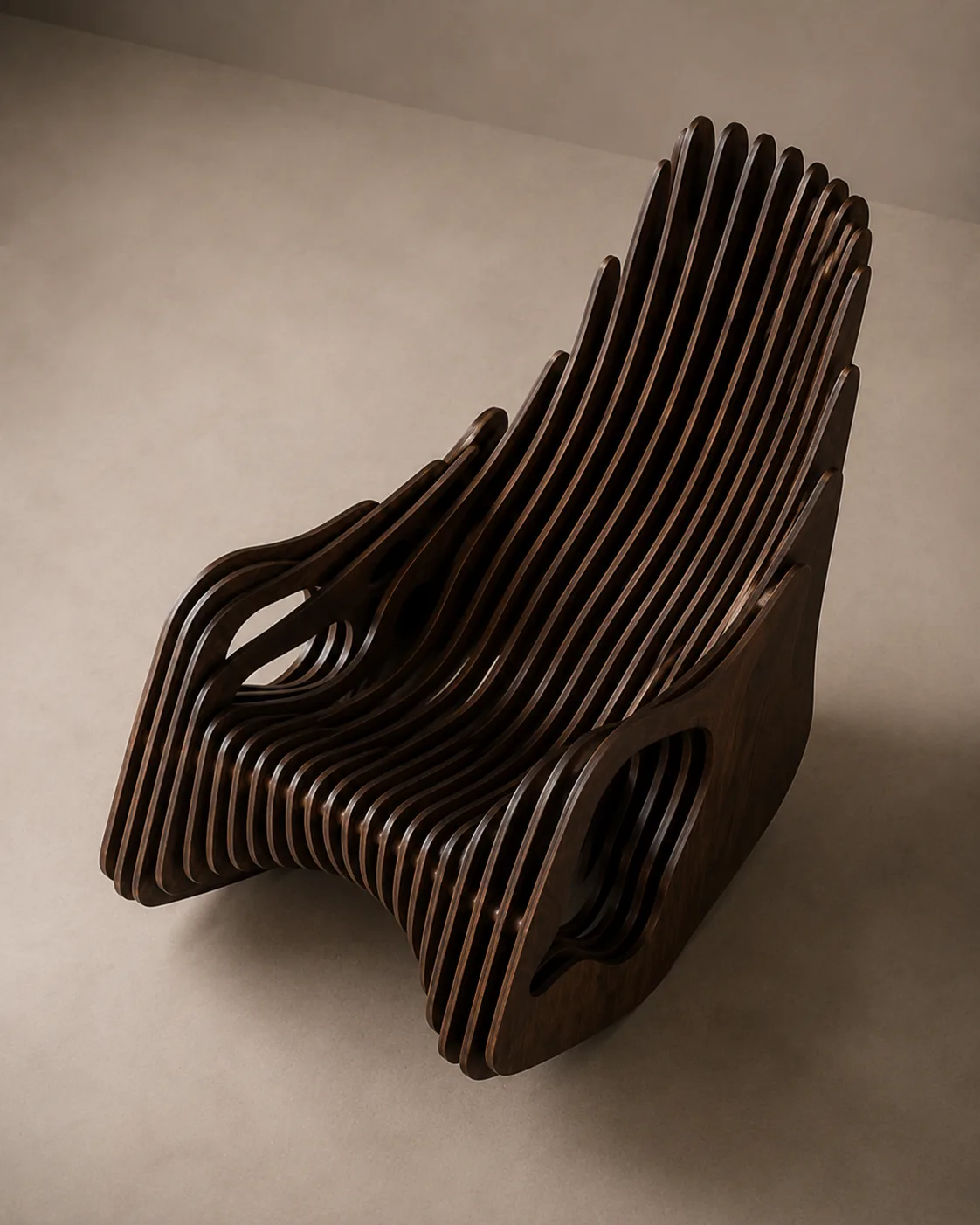 Parametric Rocking Chair — Ribbed walnut