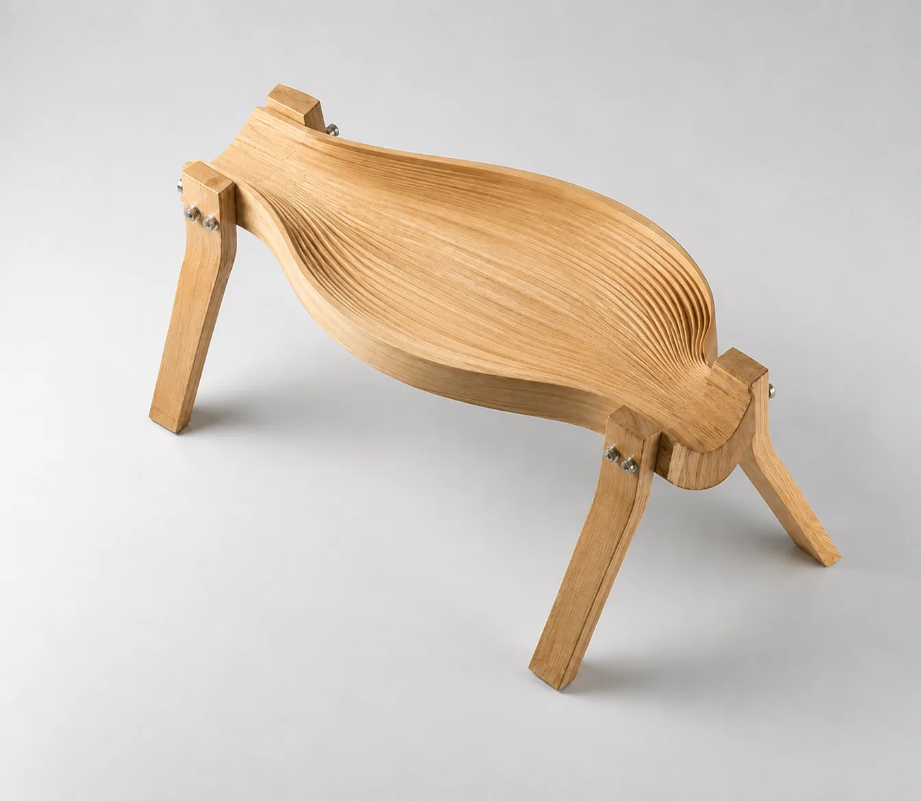 Ribbon Slit Coffee Table — Bent oak, exposed fixings